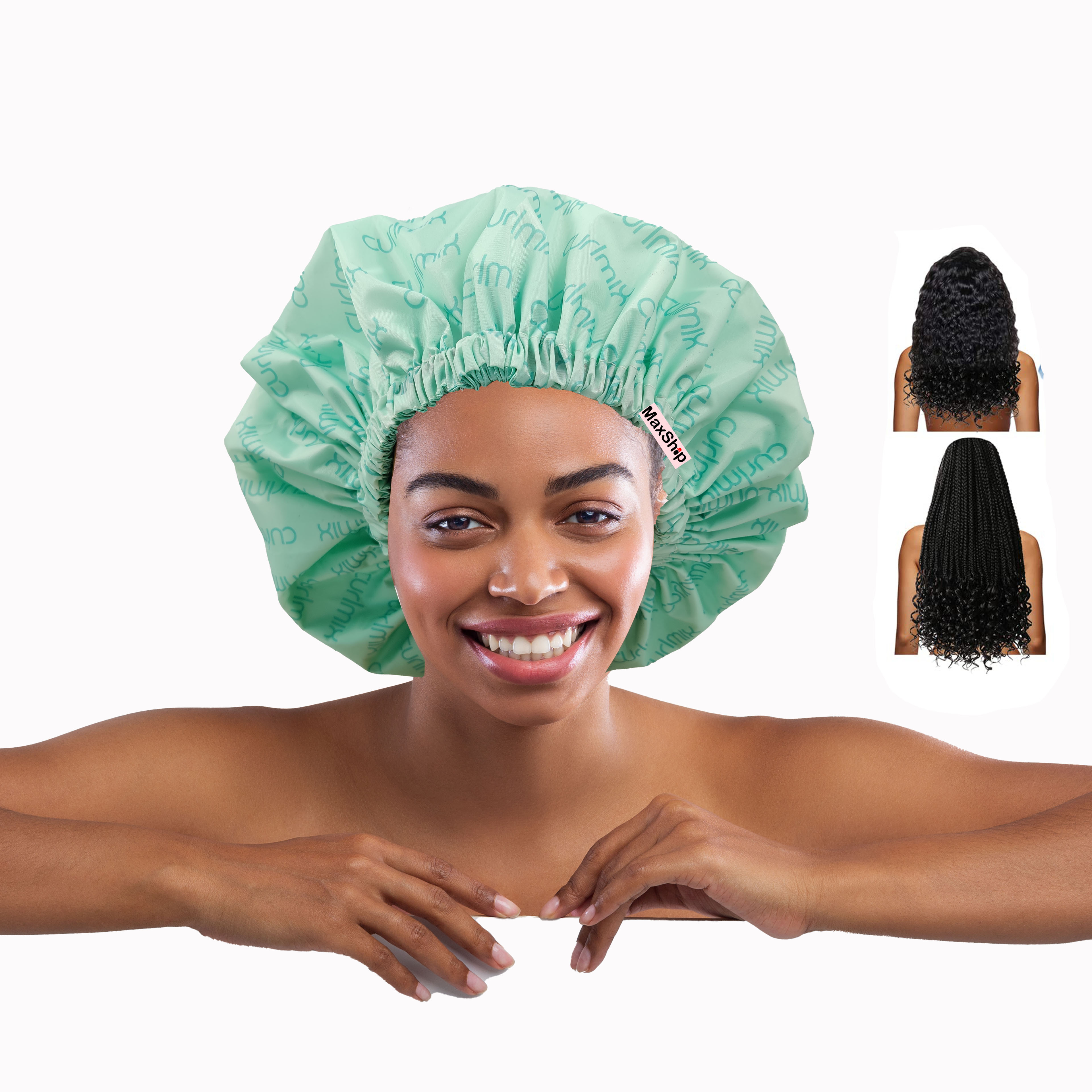 Custom Satin Lined Adjustable Jumbo Extra Size Shower Cap