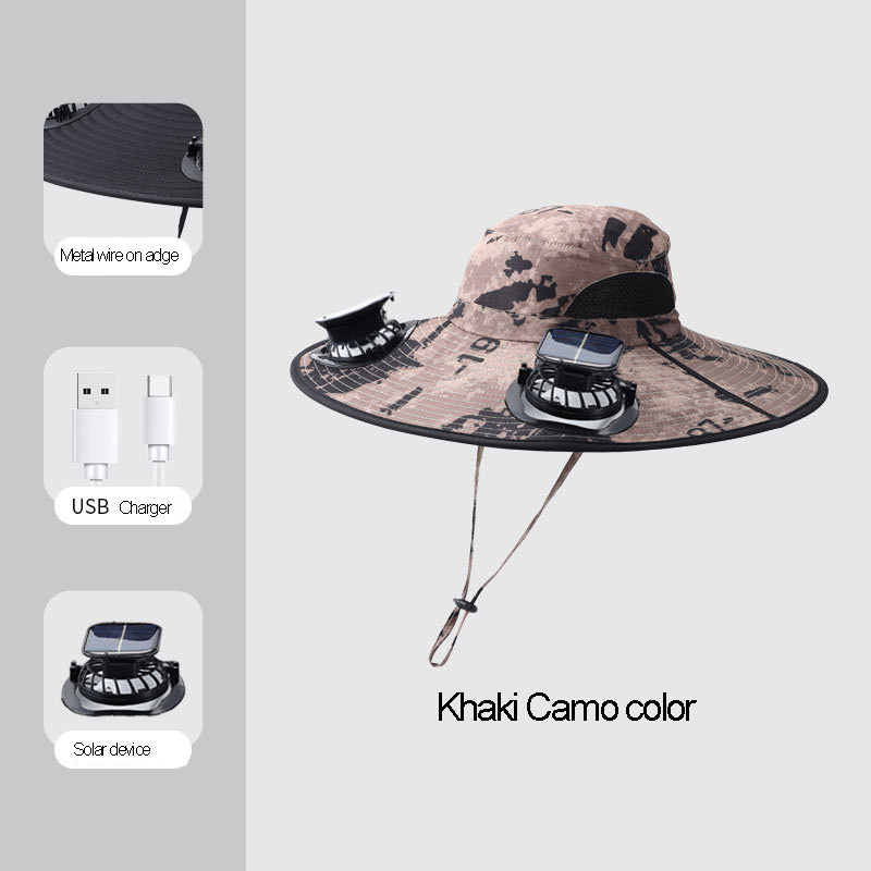 Wholesale Wide Brim Summer Outdoor Solar Fan Hat