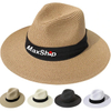 Women Straw Panama Hat Travel Fedora Beach Sun Hat Summer Wide Brim Straw Roll Up Hat UPF 50+