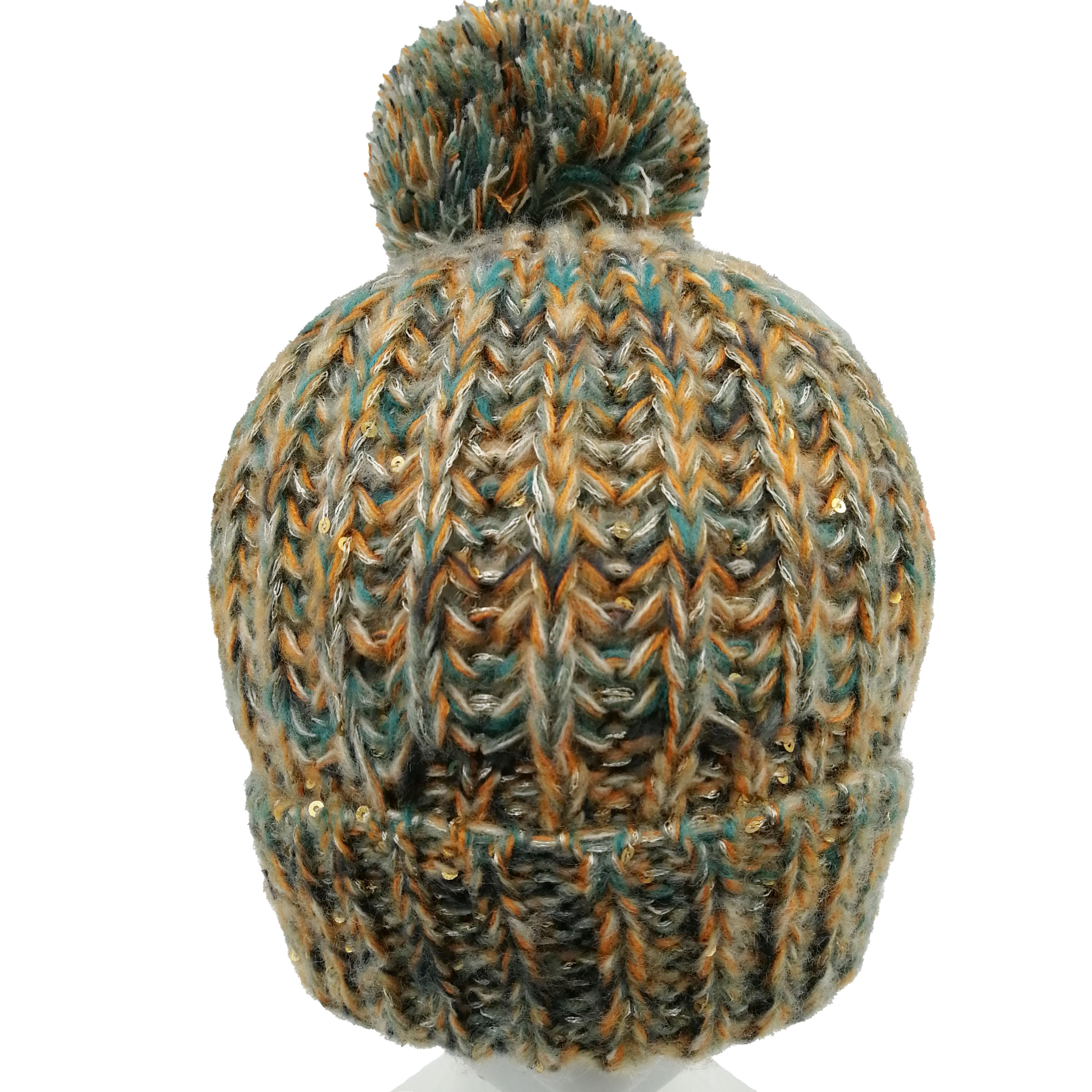 Custom Multiple Color Blends Yarn Beanie with Pompom