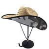 Custom Printed Mens Roll Up Brim Natrual Grass Summer Sun Protect Cowboy Straw Hat with Logo