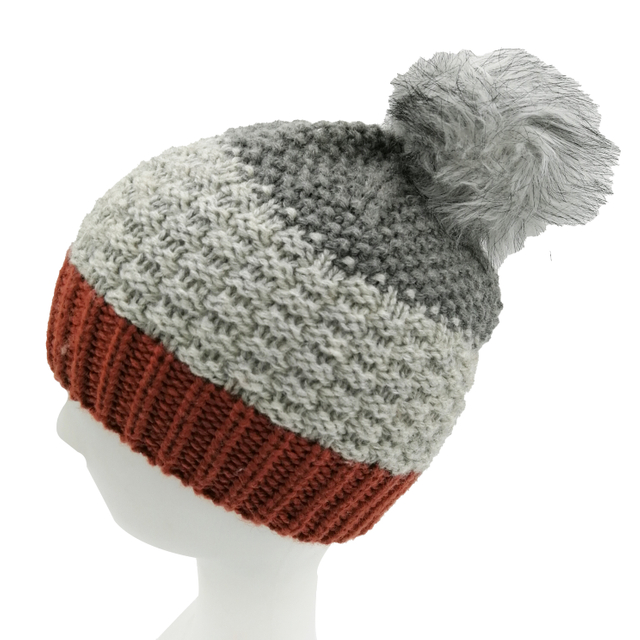 Custom Hybrid Technology Stripe Beanie with Pompom