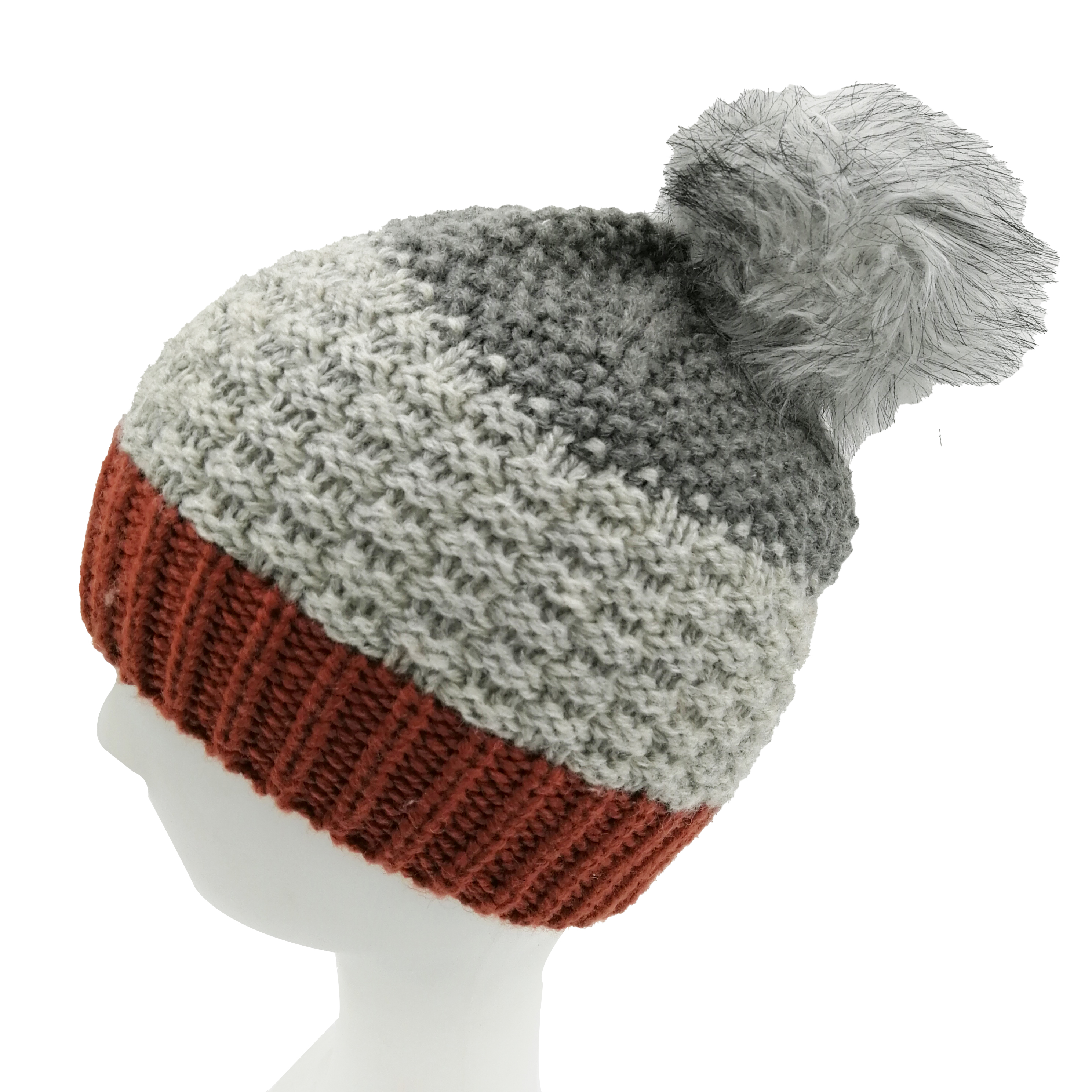 Custom Hybrid Technology Stripe Beanie with Pompom