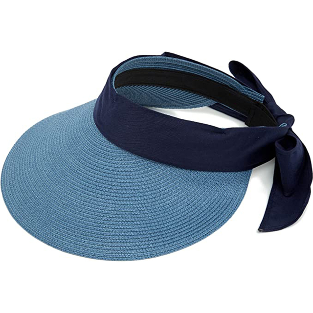 Custom Crownless Women Sun Visor UV Protect Wide Brim Straw Hat