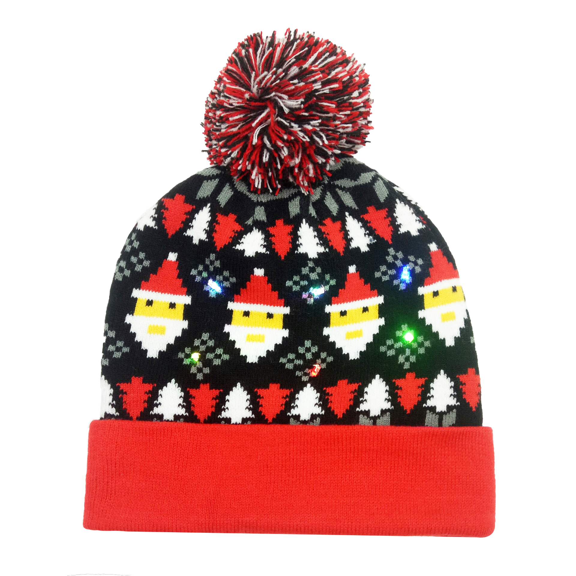 Winter LED Christmas Hat Light Up Xmas Beanie Knitted Hat